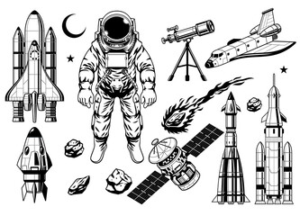 set drawing object of Space Technology © bazzier