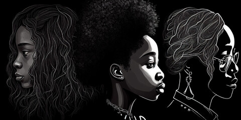 Black lives matter concept, illustration. Silhouettes of people. Generative AI