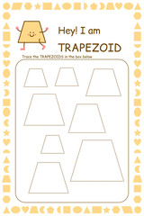 Tasks for kids. Shapes learning. Early education. Tracing worksheet for children. Preschool handwriting practice. Geometry game. Maze activity. Dashed lines play and study page book. 
