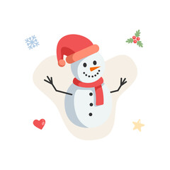 Flat Illustration of Winter Snow Man Vector Illustration Design.