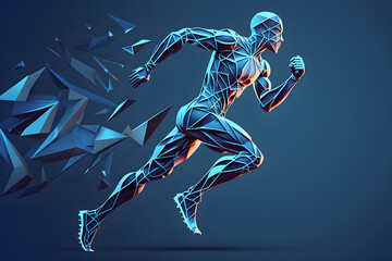 Abstract running man created with generative AI technology