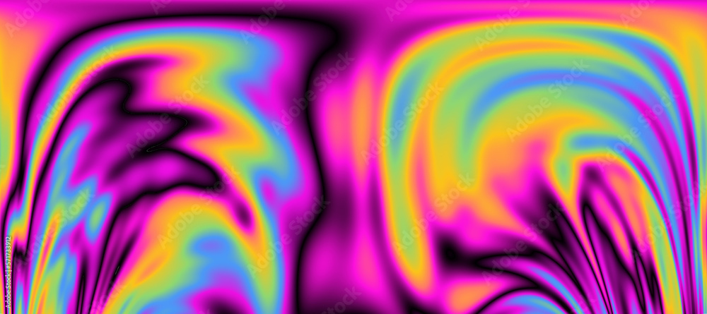 Poster Abstract psychedelic colorful background with warped and distorted lines. 