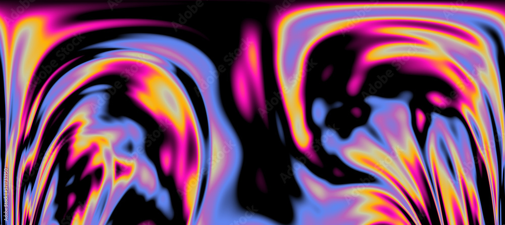 Poster Abstract psychedelic colorful background with warped and distorted lines. 