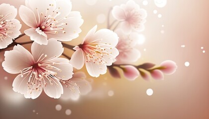 Closeup of spring seasonal cherry blossom flower on bokeh background, illustration cherry blossom flower. Generative AI