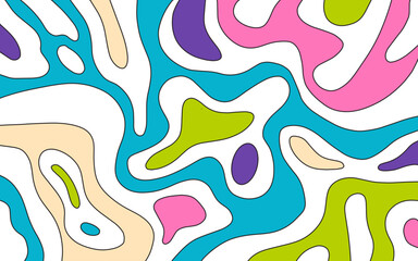 Fototapeta na wymiar Colorful Blob Liquid Contour Topographic Pattern Decoration 