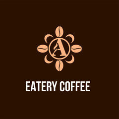 Letter A with Coffee Bean Icon for Cafe, Coffee Shop, Bean Company Logo Idea Template
