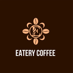 Letter E with Coffee Bean Icon for Cafe, Coffee Shop, Bean Company Logo Idea Template