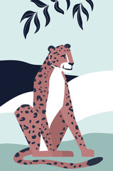 African jungle tiger. Wild fauna, tropical animal, mammal safari wildlife vector cartoon illustration