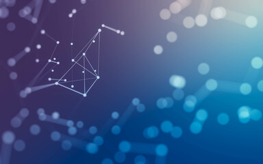 Abstract background. Molecules technology with polygonal shapes, connecting dots and lines. Connection structure. Big data visualization.