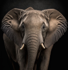 Photorealistic studio style portrait of an African Elephant. Generative ai.