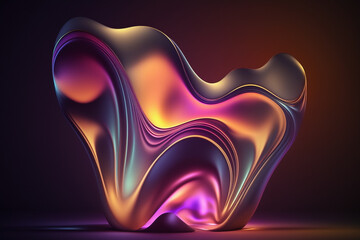 Fototapeta na wymiar Abstract 3d render iridescent neon holographic twisted wave in motion. Vibrant colorful gradient design element for banner, background, wallpaper and covers.