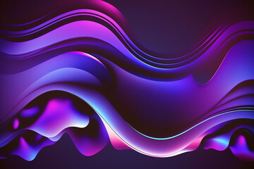 Abstract 3d render iridescent neon holographic twisted wave in motion. Vibrant colorful gradient design element for banner, background, wallpaper and covers.