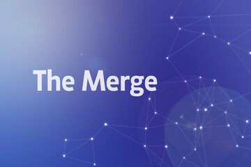 Title image of the word The Merge. It is a Web3 related term.