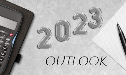 Numbers 2023 outlook text economic concept