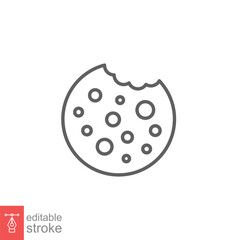 Cookie icon. Outline style sign symbol. Browser concept for app and web design. Vector illustration isolated on white background. Editable stroke EPS 10.