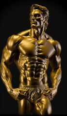 Fototapeta premium Escultura de oro de hombre musculoso, fitness