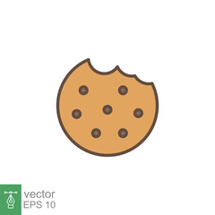 Bitten round cookie icon. Simple flat style sign, filled outline symbol. Browser concept for app and web design. Vector illustration isolated on white background. EPS 10.
