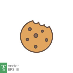 Bitten round cookie icon. Simple flat style sign, filled outline symbol. Browser concept for app and web design. Vector illustration isolated on white background. EPS 10.