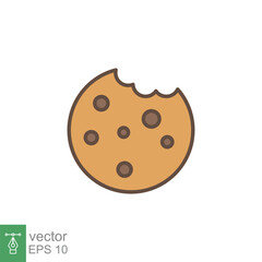 Bitten round cookie icon. Simple flat style sign, filled outline symbol. Browser concept for app and web design. Vector illustration isolated on white background. EPS 10.