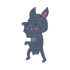 Cute friendly bat. Halloween symbol. Funny mascot character cartoon vector illustration