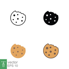 Cookie icon in different style. Outline, solid, flat, filled outline sign symbol. Browser concept for app and web design. Vector illustration isolated on white background. EPS 10.