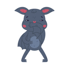 Cute funny baby bat character. Halloween symbol cartoon vector illustration