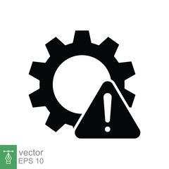 Failure, system error glyph icon. Simple solid style. Alert, gear, mechanical concept. Black silhouette, vector illustration isolated on white background. EPS 10.