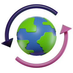 Fototapeta premium 3D Illustration Earth Rotation Icon 