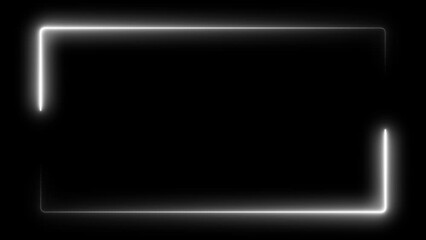 white laser effect neon glowing frame background. repetitive motion animation and flashing. Bright neon light effect isolated on black. 4K graphic animation video - Powered by Adobe