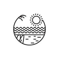 Obraz premium summer on tropical island, mono line style design set