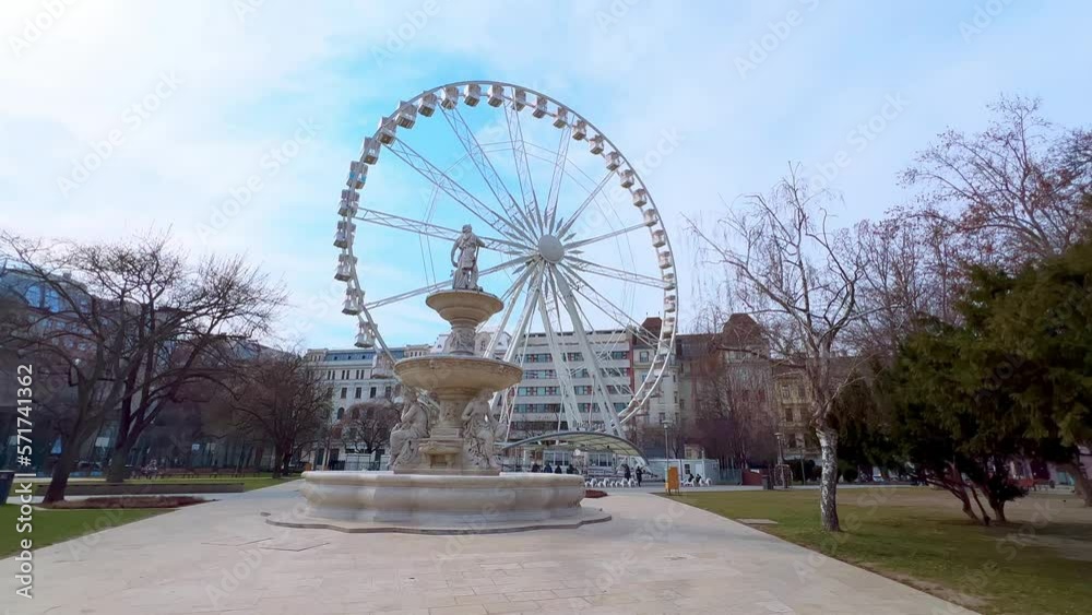 Canvas Prints Danubius Fountain and Budapest Ferris Wheel, Hungary