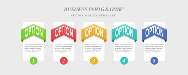 Business infographic design template with 5 options steps or processes presentations banner workflow layout process diagram flow chart info graph printed materials