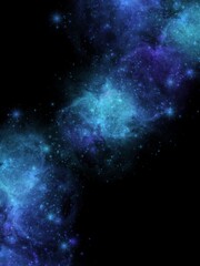 Fototapeta na wymiar Fantasy Blue Nebula Galaxy Night Space Background