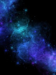 Obraz na płótnie Canvas Fantasy Blue Nebula Galaxy Night Space Background