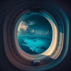 Airplane Window Porthole. Generative AI