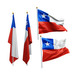 3d rendering south america chile flag fluttering and no fluttering