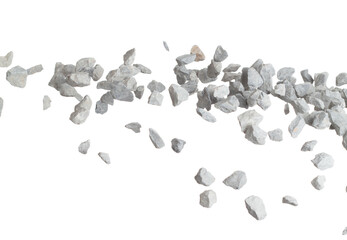 Rock gravel fall down pouring, gray stone pebbles rock explode abstract cloud fly. Construction...