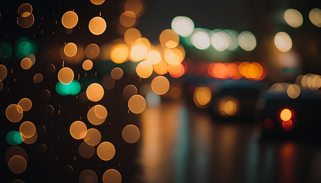 City traffic and lights out of focus and bokeh for wallpaper and graphics. Generative ai.