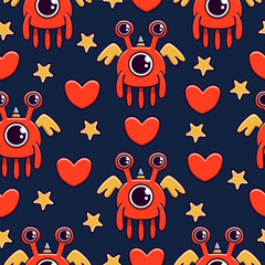 Naklejka premium Monster cartoon pattern design vector illustration