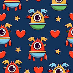 Monster cartoon pattern design vector illustration