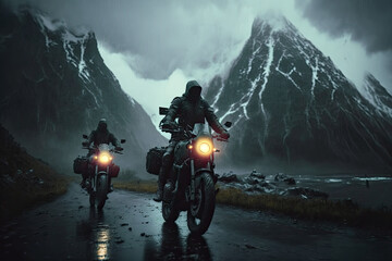 Bikers on the mountain road