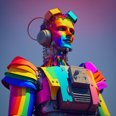 LGBT robot at pride parade, with generative AI