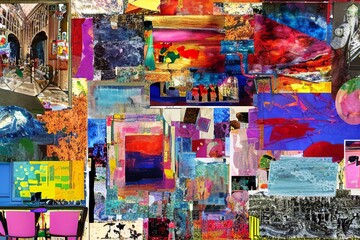 abstract colorful background, Cubism Art collage background