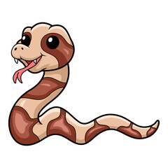 Cute happy copperhead snake cartoon