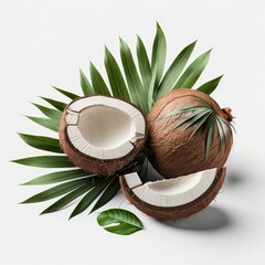 Coconut tropical leaves, illustration,  generative ai