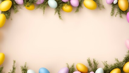 religious Easter eggs and symbols background, Generative AI