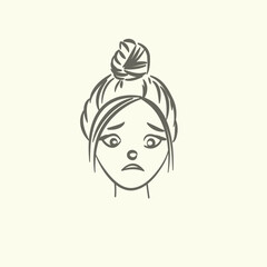 Free vector girl's face emotions collection