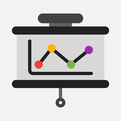 Outline chart presentation icon in flat style, use for website mobile app presentation