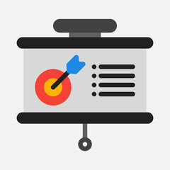 Goals presentation icon in flat style, use for website mobile app presentation