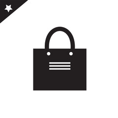 Shopping bag icon. Black icon on white background. Vector illustration.